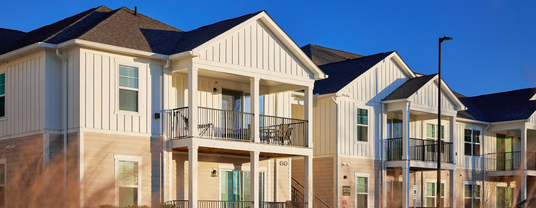 Exterior view of The View at Crow Creek with porches